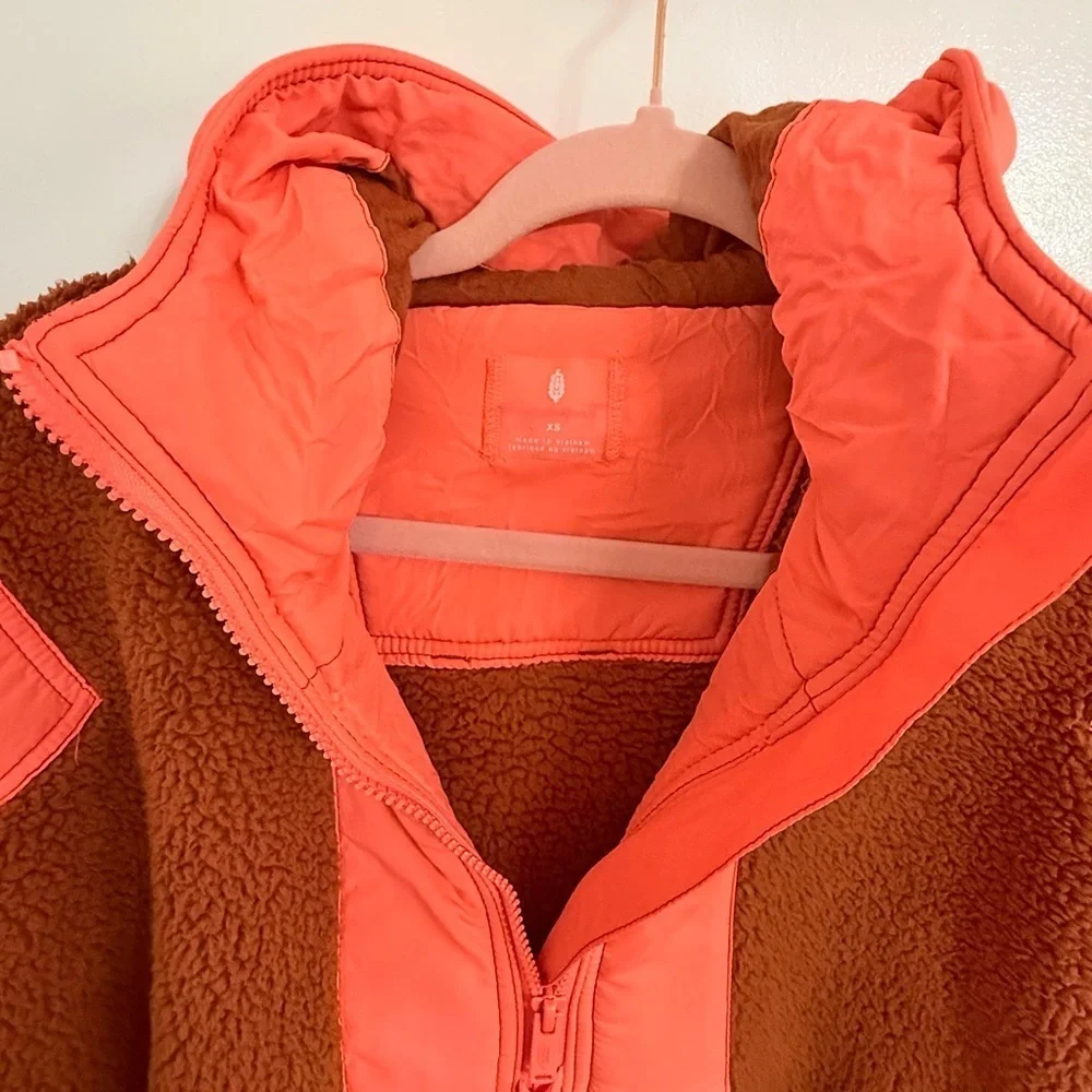 Free People Lead The Pack 3/4 Zip Teddy Pullover Jacket